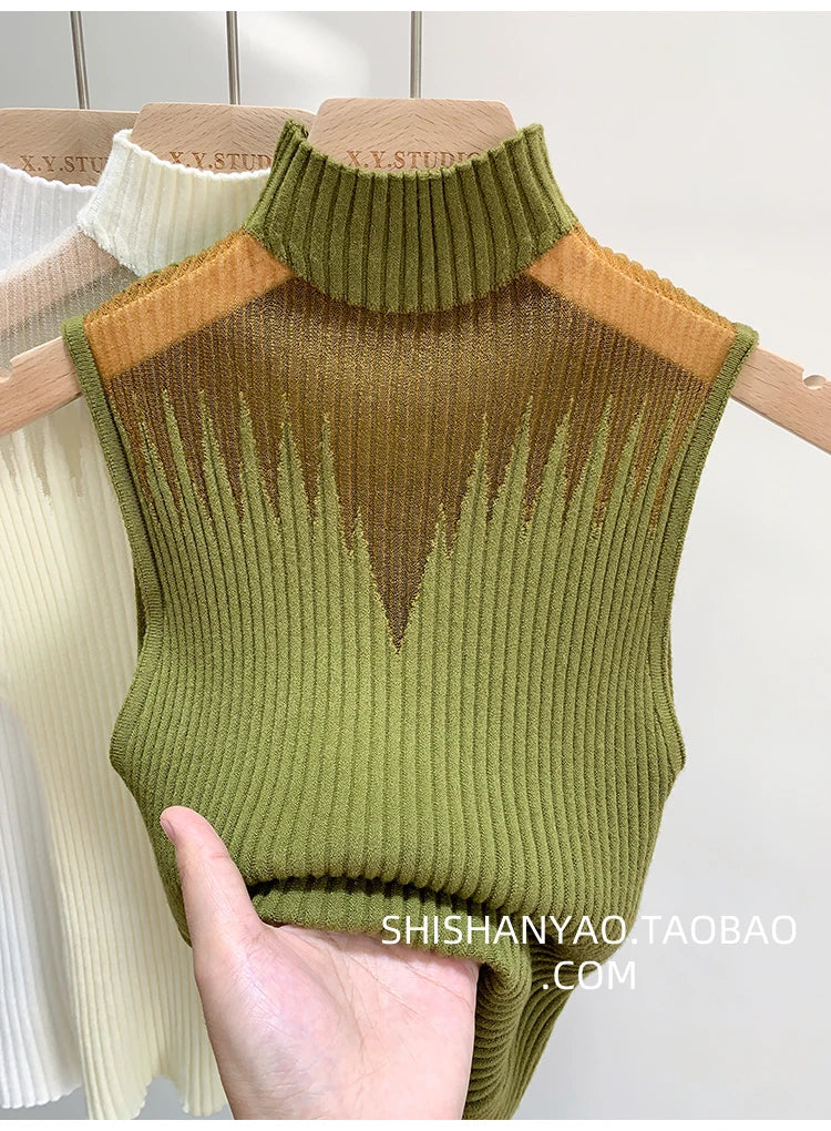 Y2K Mesh Knit Tank Top – Sleeveless Cut-Out Streetwear Style