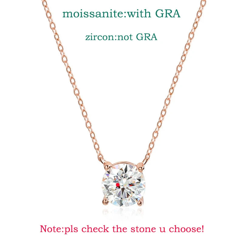 Smyoue 1-5CT Rose Gold Moissanite Necklace – D Color Sparkling Classic Pendant, 925 Sterling Silver