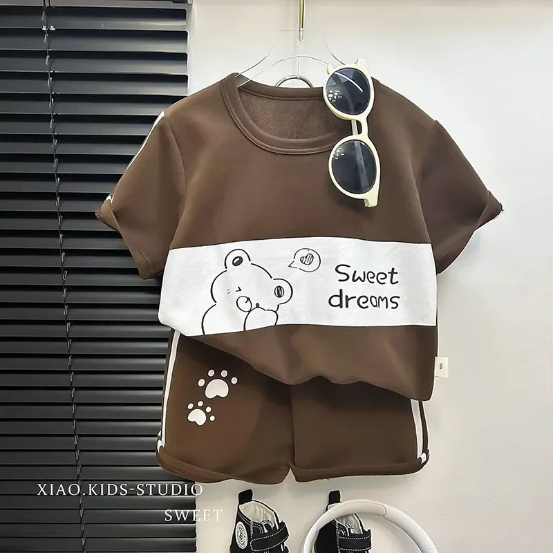 Kids Cotton Summer Set – Short Sleeve Tops & Shorts for Girls & Boys