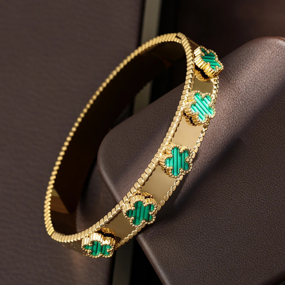 18K Gold-Plated Flower Bracelet – Plum Blossom Cuban Chain Women’s Jewelry