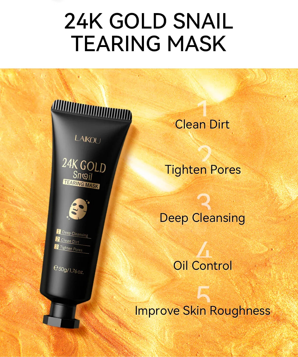 LAIKOU 24K Gold Sakura Peel-Off Mask – Anti-Wrinkle & Blackhead Removal