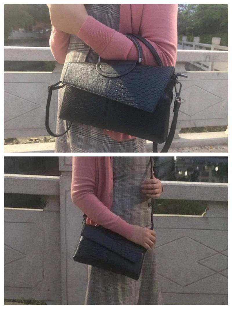 PU Synthetic Leather Crossbody Bag – Casual & Wedding Alligator Pattern Flap Handbag for Women