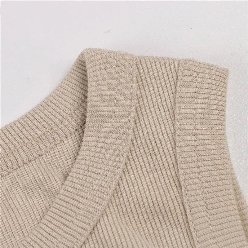 Ribbed Knit Tank Top – Off-Shoulder Summer Basic Vest