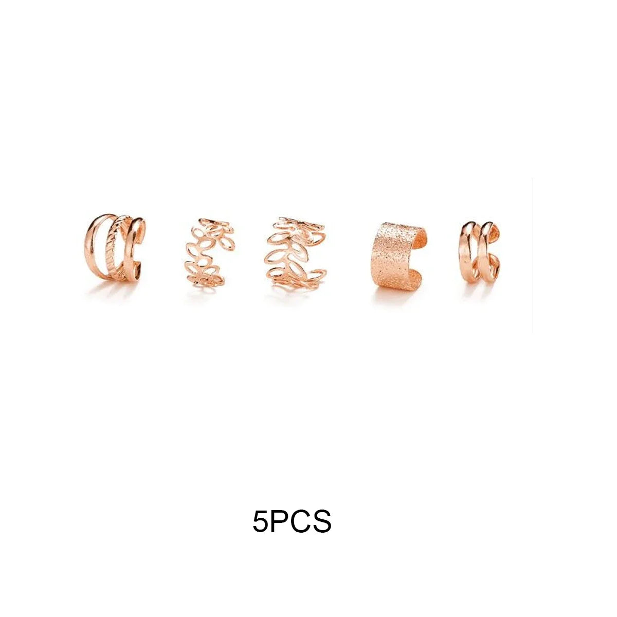 10Pcs Rose Gold Leaf Ear Cuff Set – Non-Piercing Women’s Jewelry
