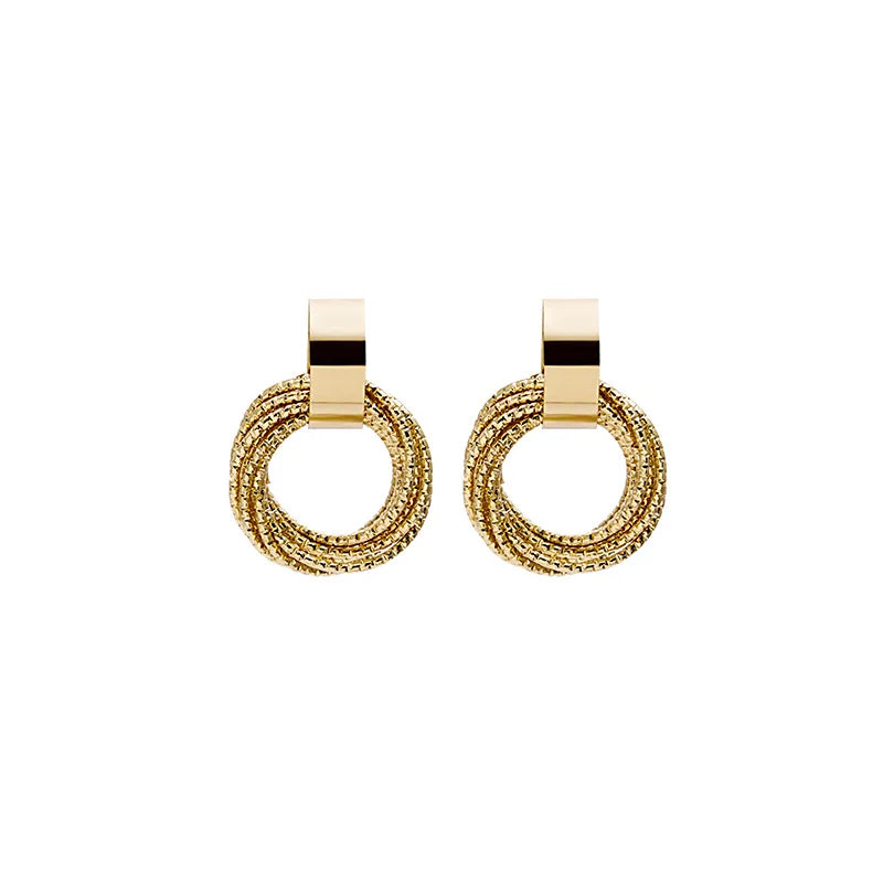 Vintage Metal Round Drop Earrings – Geometric Women’s Statement Jewelry