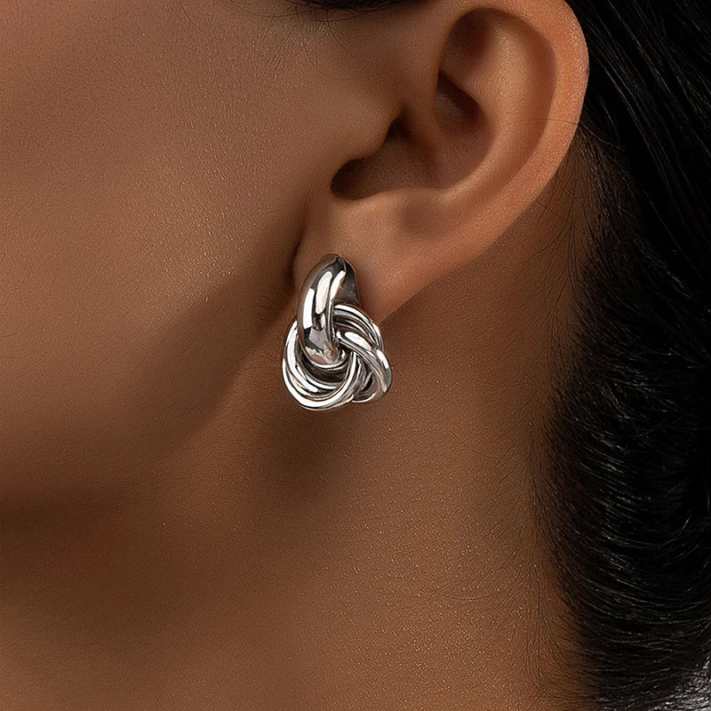 Gold & Silver Knot Hoop Earrings – Trendy Daily Wear Women’s Jewelry