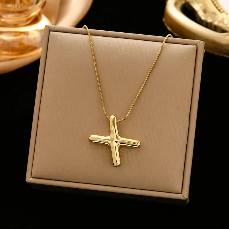 Gold Stainless Steel Letter Necklace – Chunky Alphabet Pendant Jewelry