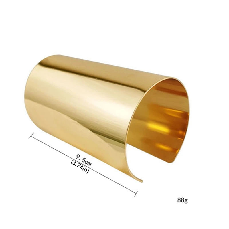 Gold Wide Cuff Bangle – Open Wire Wrap Bracelet for Women