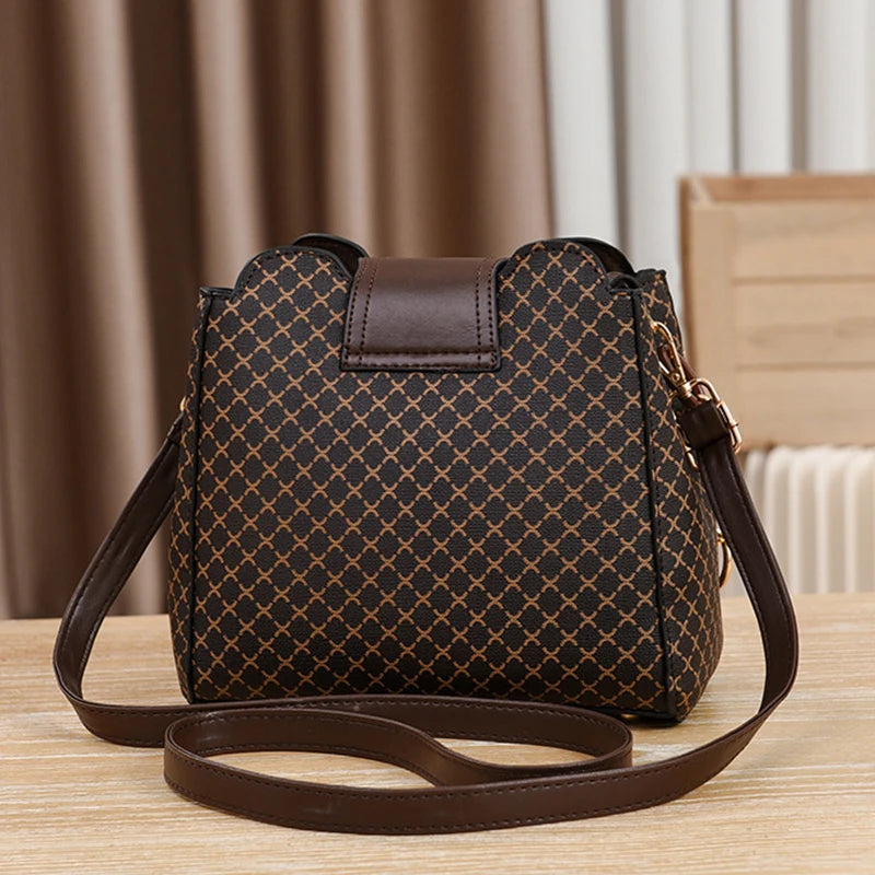 Luxury Check Print Bucket Bag – Large Capacity Shoulder & Crossbody Handbag for Women