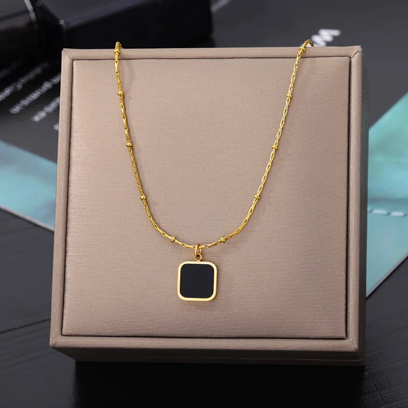 316L Stainless Steel Multilayer Heart Necklace – Gold Goth Clavicle Choker for Women