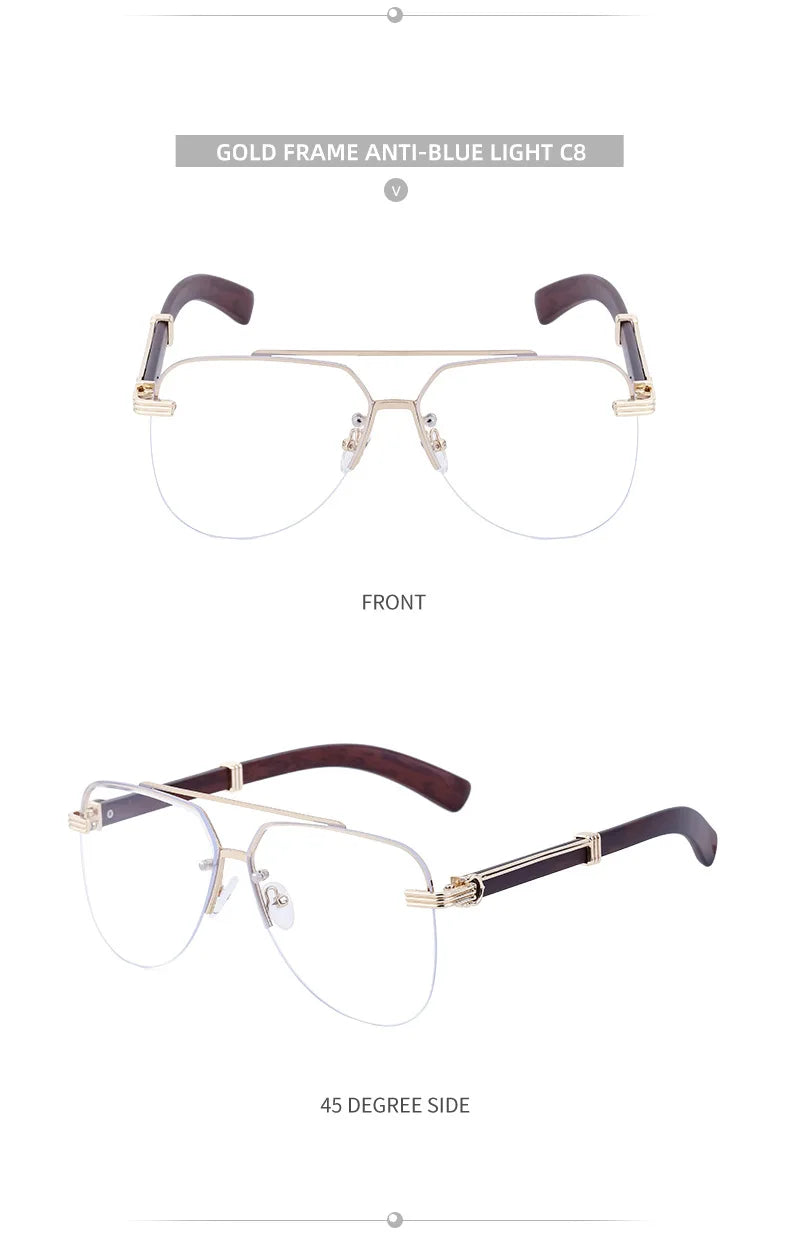 Vintage Square Rimless Sunglasses – Luxury Punk UV400 Anti Blue Light for Men 2025