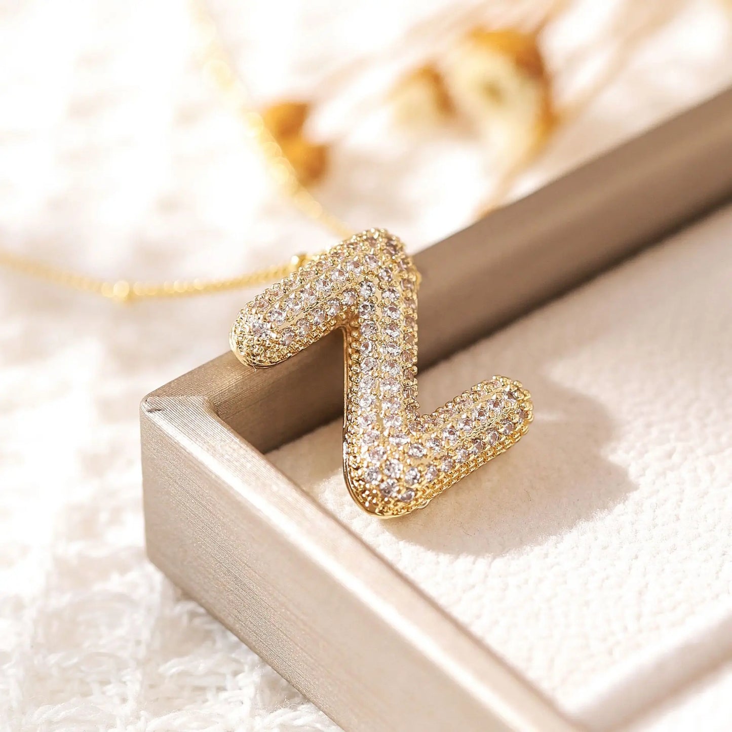 Gold A–Z Letter Necklace – Zircon Pendant Minimalist Chain