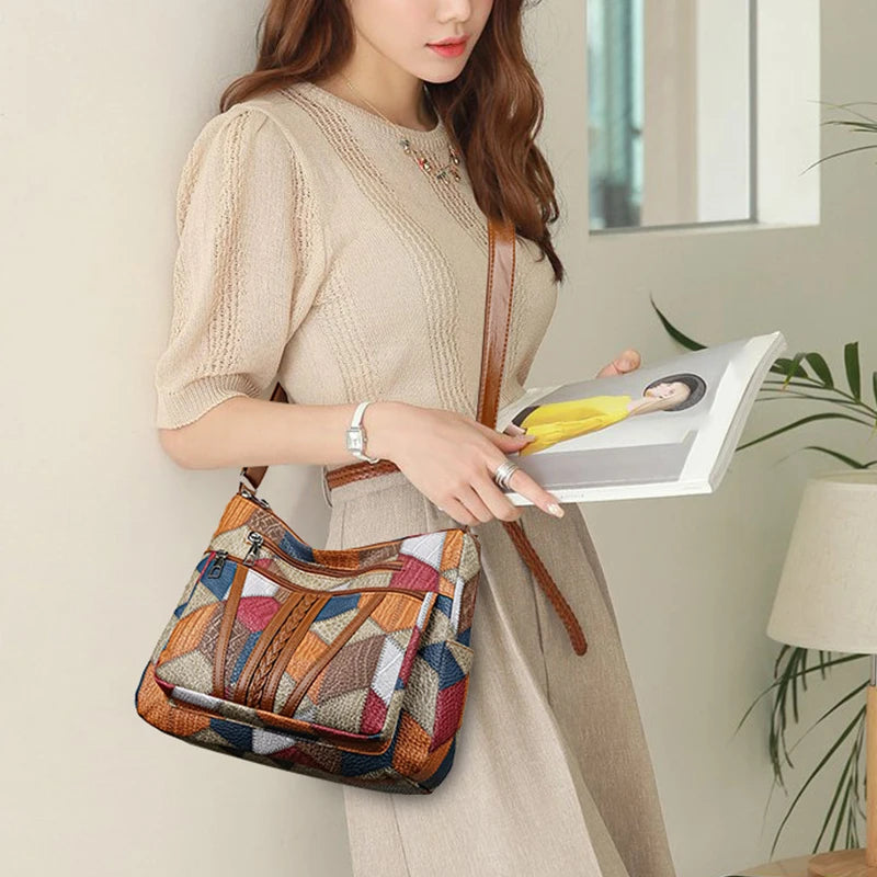 Vintage Multi-Pocket Crossbody Bag – Elegant All-Match Shoulder Handbag for Women