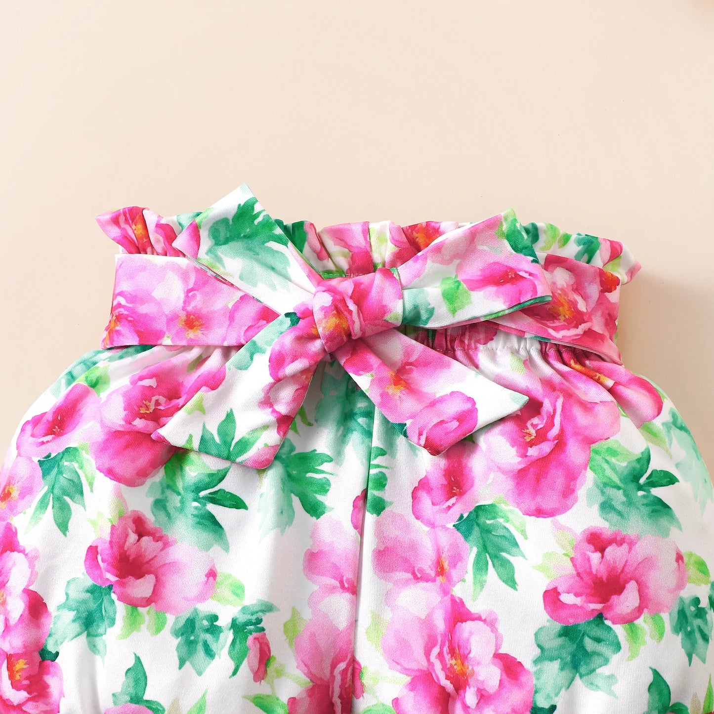 Fashion Summer Newborn Baby Girl 3-Piece Set – Ruffle Jumpsuit, Floral Shorts & Headband
