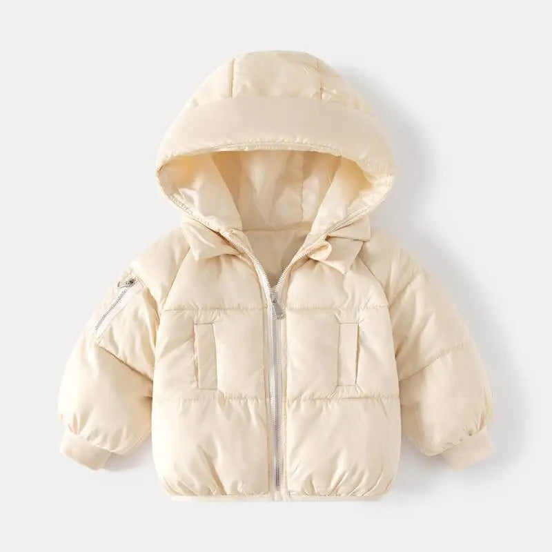 Winter Kids Hooded Cotton Jacket – Warm Thick Plush Zipper Coat Long Sleev