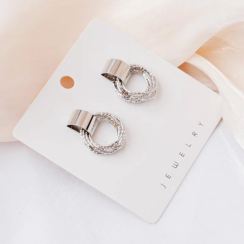 Vintage Metal Round Drop Earrings – Geometric Women’s Statement Jewelry