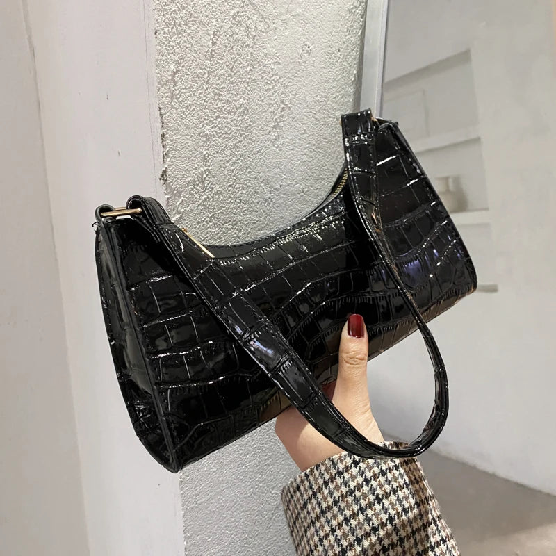 Retro Alligator Pattern PU Leather Handbag – Small Shoulder & Clutch Tote for Women