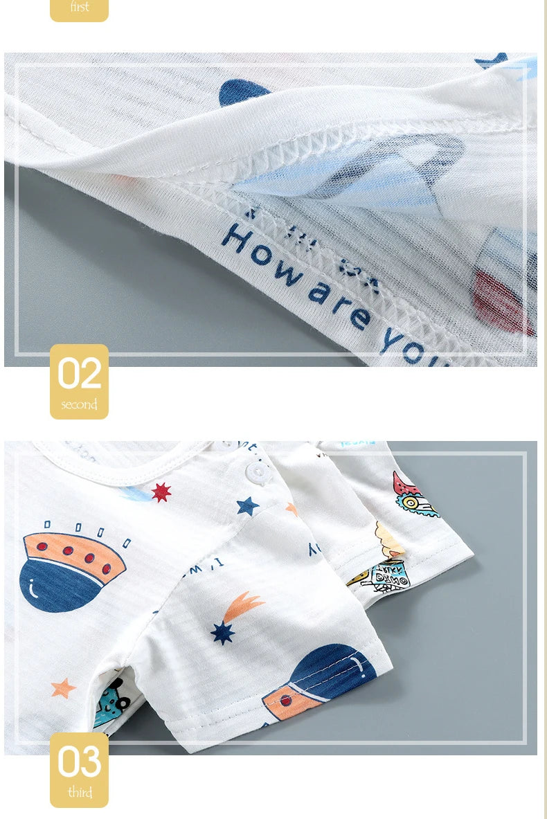 Children’s Summer Cotton Sleepwear Set – Short Sleeve T-Shirt & Shorts for Boys & Girls