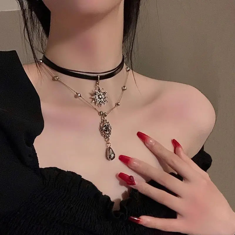 Vintage Brown Stone Pendant Necklace – Long Leather Rope Women’s Jewelry