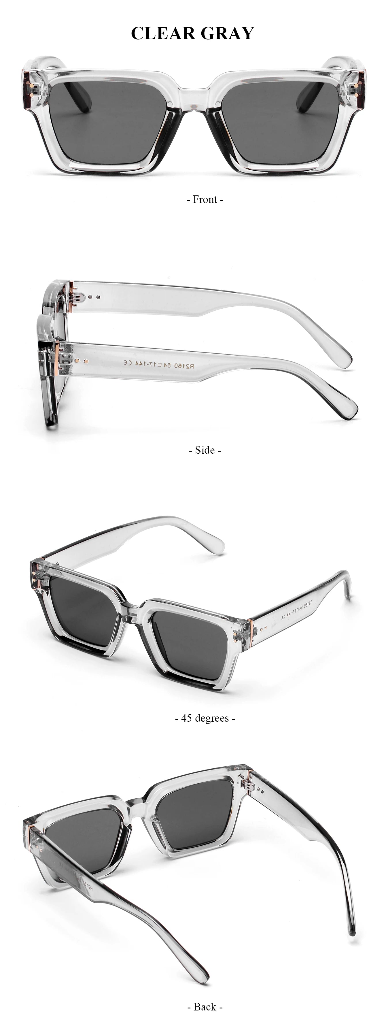 Ruiao 2025 Luxury Premium Black Designer Square Sunglasses – Unisex for Men & Women