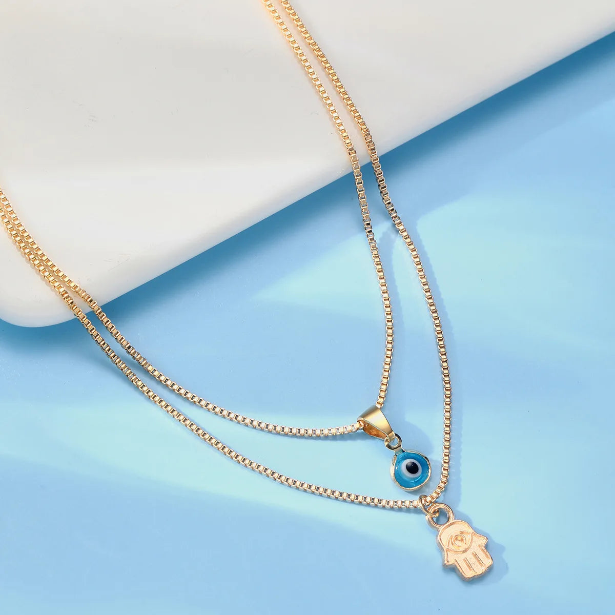 Double Layer Evil Eye Pendant Necklace – Turkish Women’s Jewelry Gift