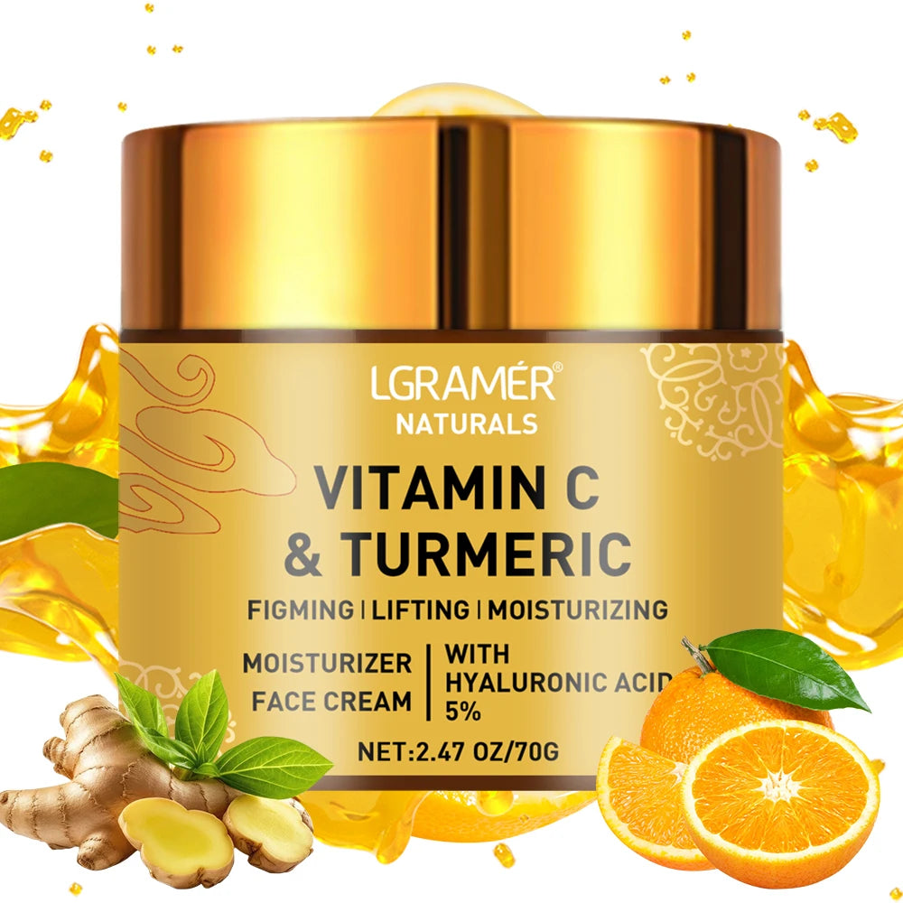 Turmeric & Vitamin C Face Cream – Retinol, Hyaluronic Acid | Moisturizing, Firming, Brightening, Repairing & Whitening Skincare