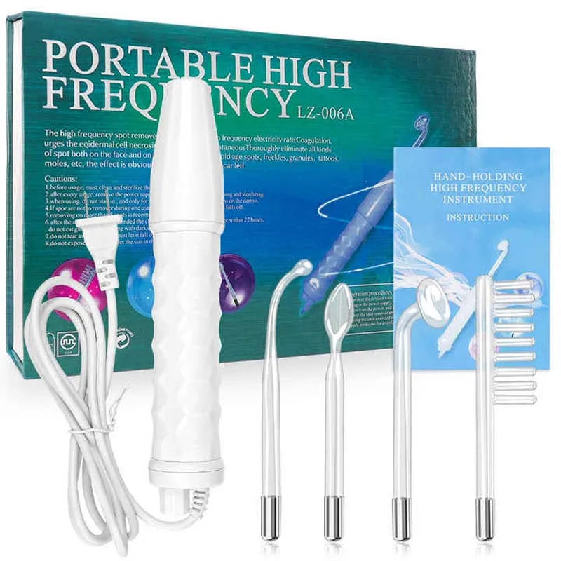 4-in-1 High Frequency Facial Therapy Wand – Galvanic Skin Care & Hair Growth Tool