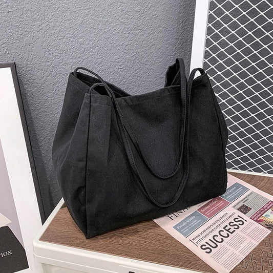 Large Capacity Canvas Tote – Eco-Friendly Reusable Shopper Shoulder Bag for Women