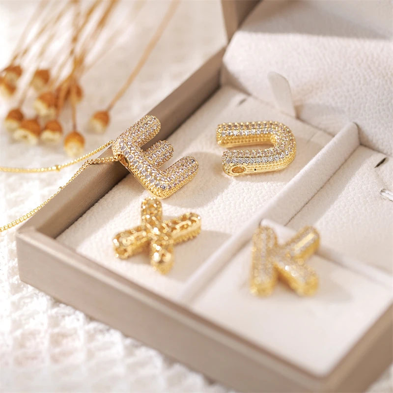 Gold A–Z Letter Necklace – Zircon Pendant Minimalist Chain
