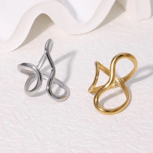 18K Gold Plated Open Ring – Waterproof Stainless Steel Women’s Jewelry