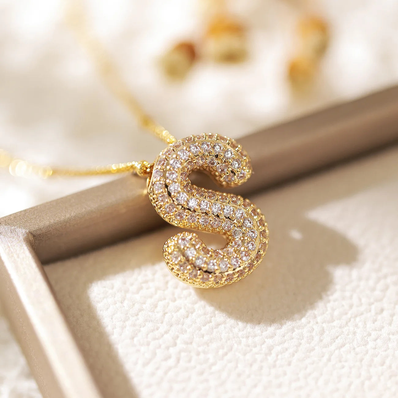 Gold A–Z Letter Necklace – Zircon Pendant Minimalist Chain