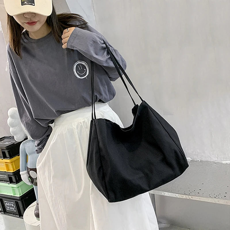 Large Capacity Canvas Tote – Eco-Friendly Reusable Shopper Shoulder Bag for Women