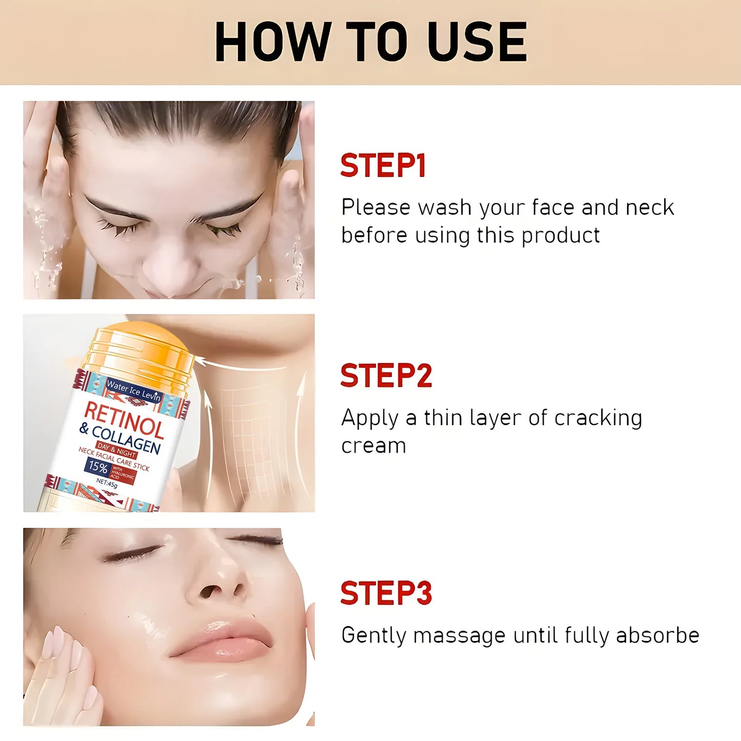 45g Retinol Lifting & Firming Cream Stick – Collagen Face Moisturizer, Smooths Wrinkles, Whitens & Brightens Skin
