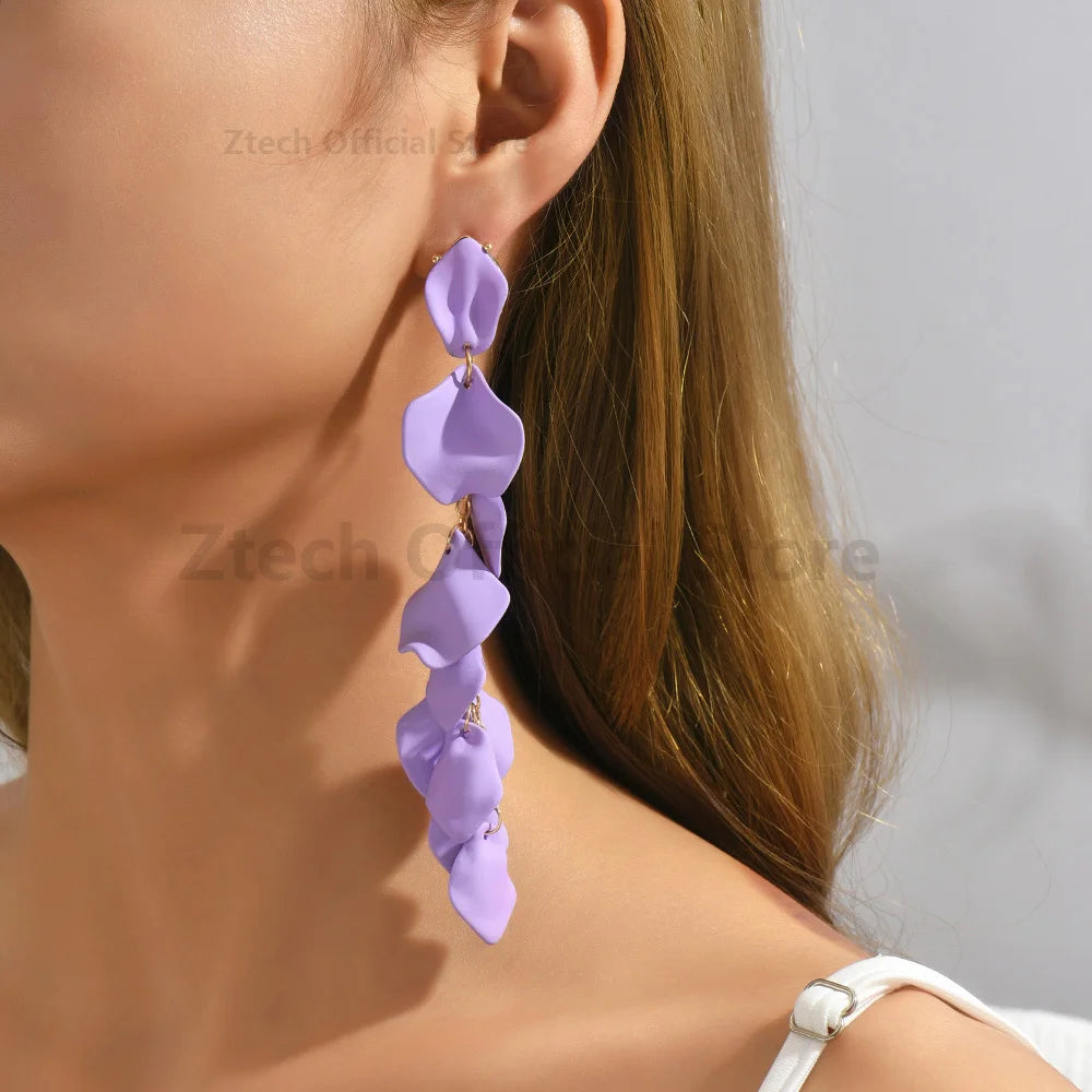 Multicolor Acrylic Petal Tassel Earrings – Luxury Women’s Wedding Jewelry