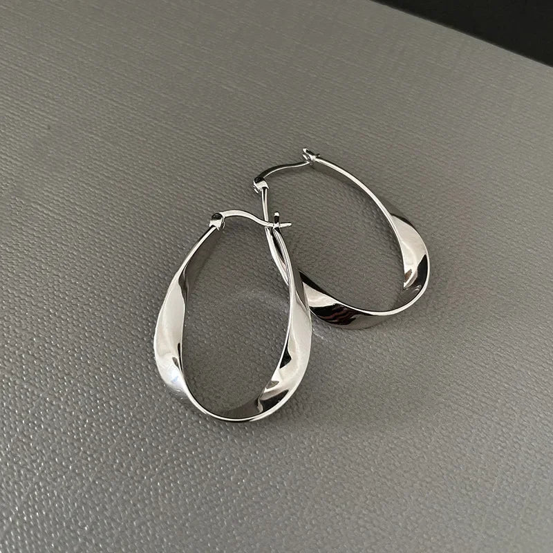 LATS Retro Geometric Hoop Earrings – Irregular Simple Circle Fashion Jewelry for Women