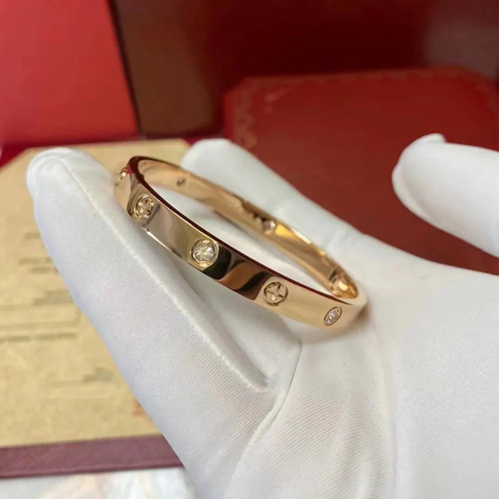 2023 Gold Zircon Cross Nail Bracelet – Stainless Steel Bangle for Women