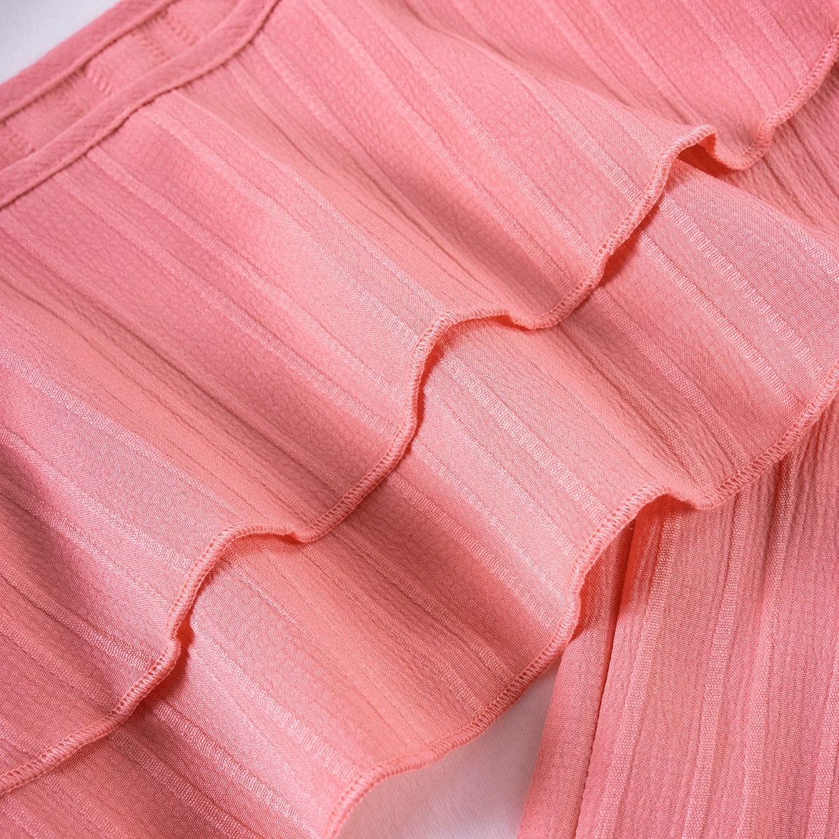 Girls Solid Color Suspenders Dress Set – Ruffles Top & Wide Leg Pants, Elegant Summer Outfit