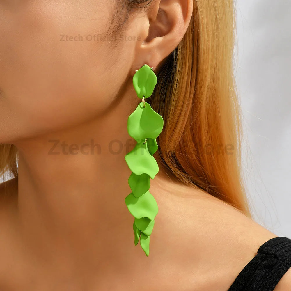 Multicolor Acrylic Petal Tassel Earrings – Luxury Women’s Wedding Jewelry