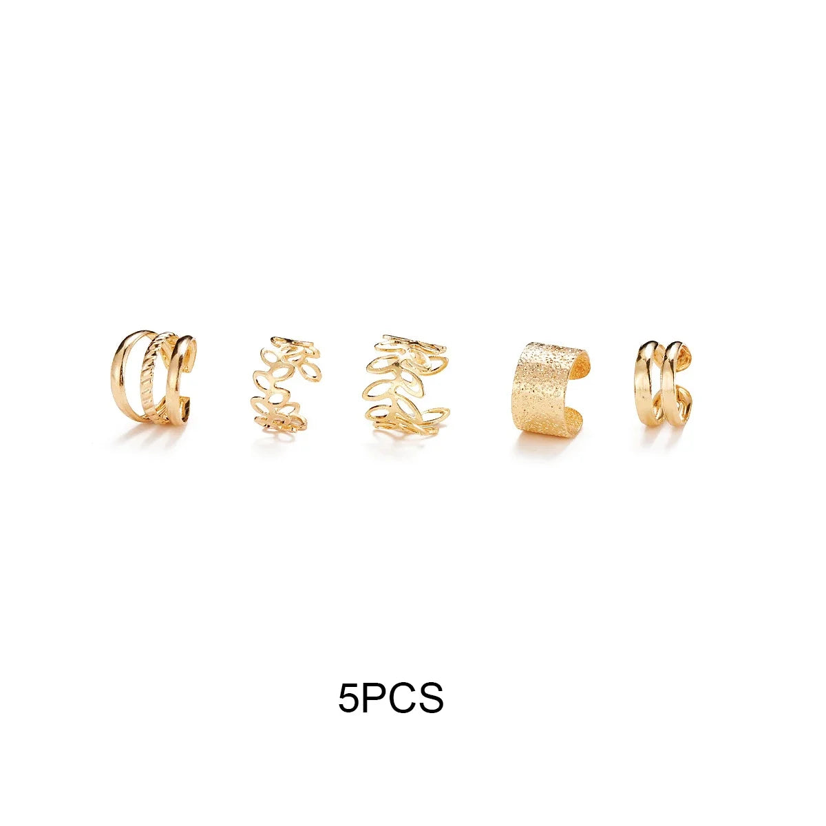 10Pcs Rose Gold Leaf Ear Cuff Set – Non-Piercing Women’s Jewelry