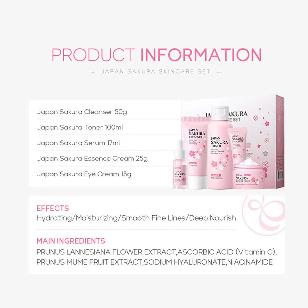 Sakura Skincare Gift Set – Cream, Toner, Serum & More (3/5pcs)