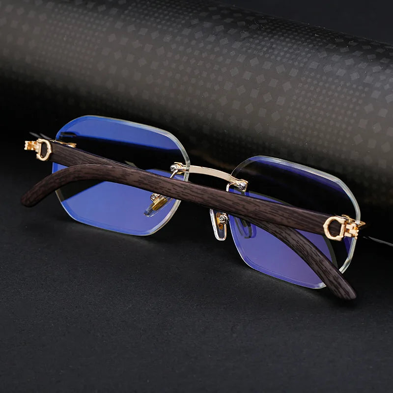 Vintage Square Rimless Sunglasses – Luxury Punk UV400 Anti Blue Light for Men 2025