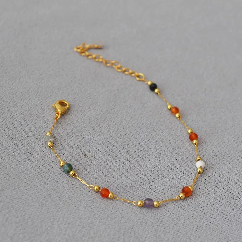 316L Stainless Steel Natural Beads Bracelet – 2025 Trendy Non-Fading Gold Jewelry for Women