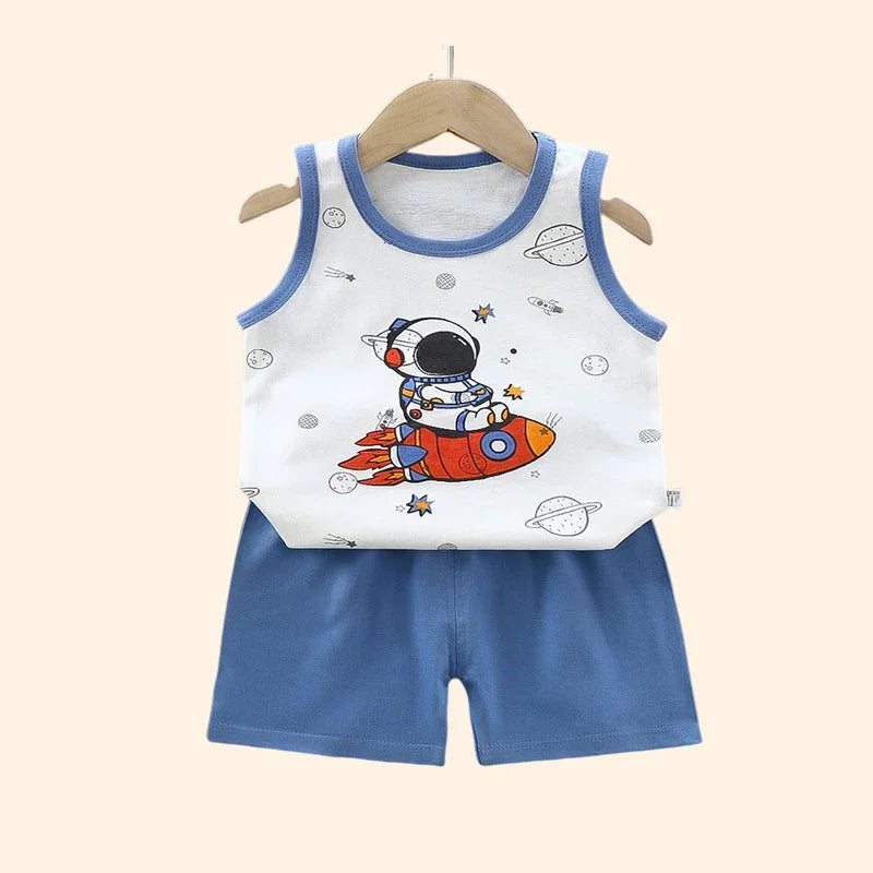 Children’s Summer Cotton Sets – Boys & Girls Sleeveless Tank Tops & Shorts