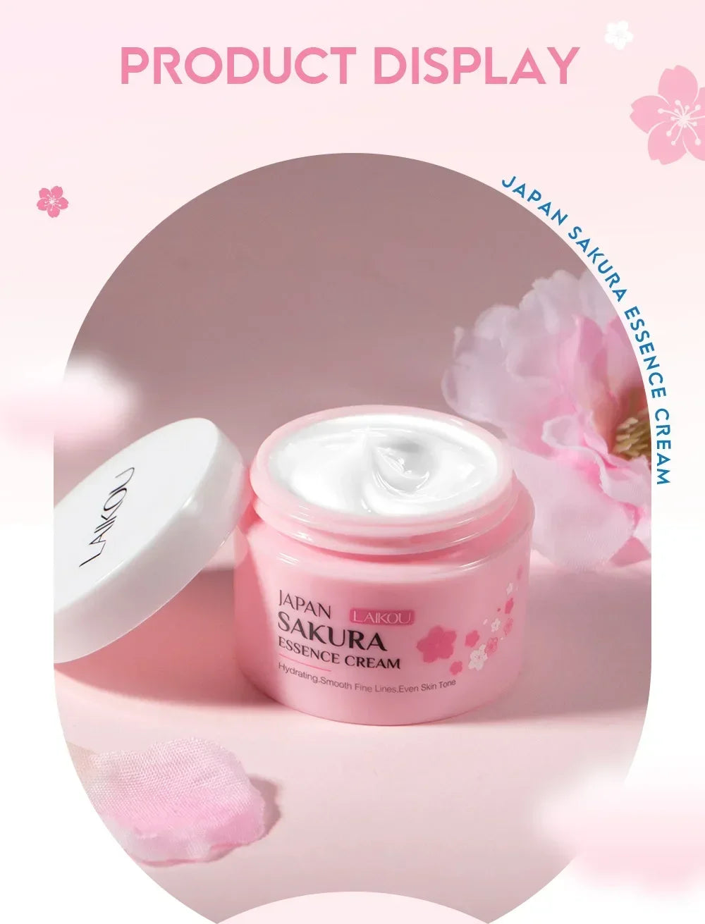 LAIKOU Japan Sakura Face Cream – Smoothing Moisturizer, Whitening & Nourishing, Oil Control & Skin Repair, Hydrating Skincare 25g