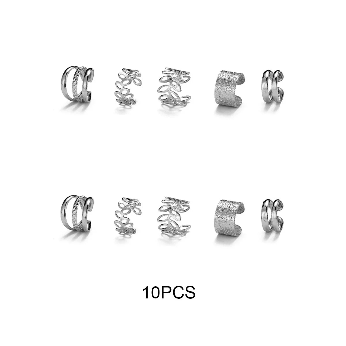 10Pcs Rose Gold Leaf Ear Cuff Set – Non-Piercing Women’s Jewelry