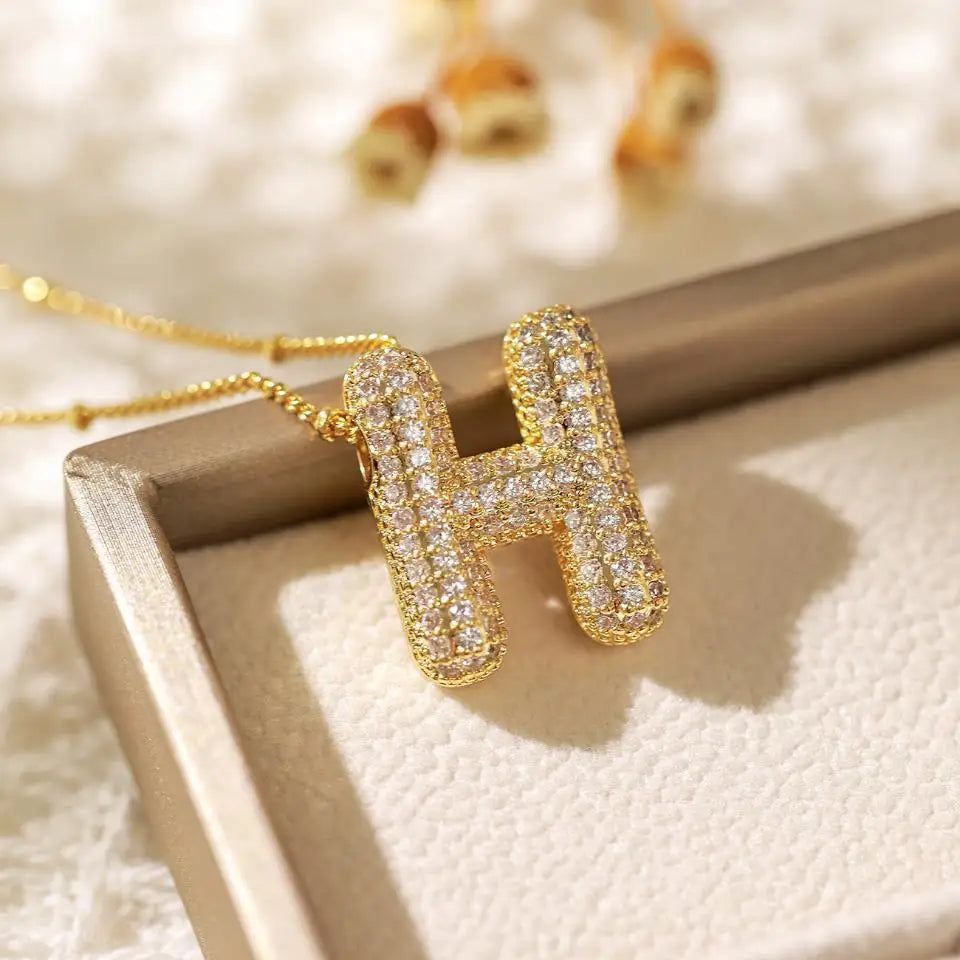 Gold A–Z Letter Necklace – Zircon Pendant Minimalist Chain