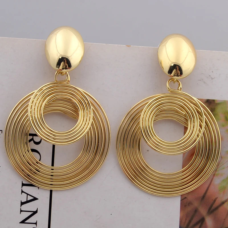 Big Round Metal Statement Earrings – Gold & Silver Geometric Women’s Jewelry