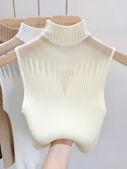 Y2K Mesh Knit Tank Top – Sleeveless Cut-Out Streetwear Style
