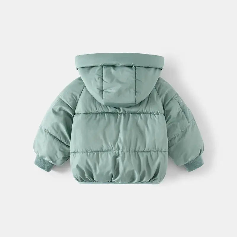Winter Kids Hooded Cotton Jacket – Warm Thick Plush Zipper Coat Long Sleev