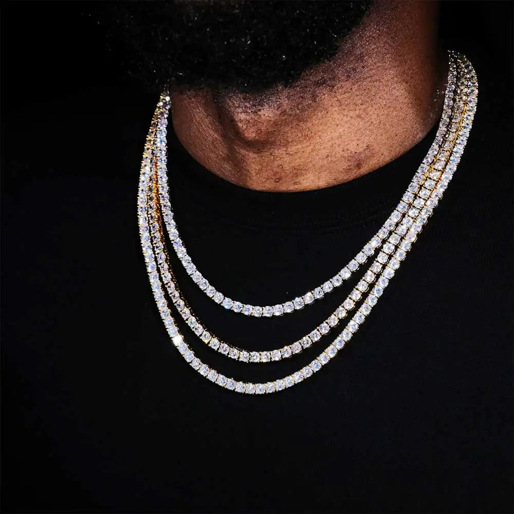 18K Gold Plated Iced Out Tennis Chain – Cubic Zirconia Hip Hop Necklace